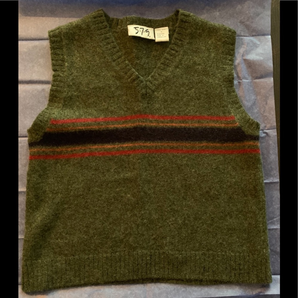 Green Rust Orange and Blue Striped Sweater